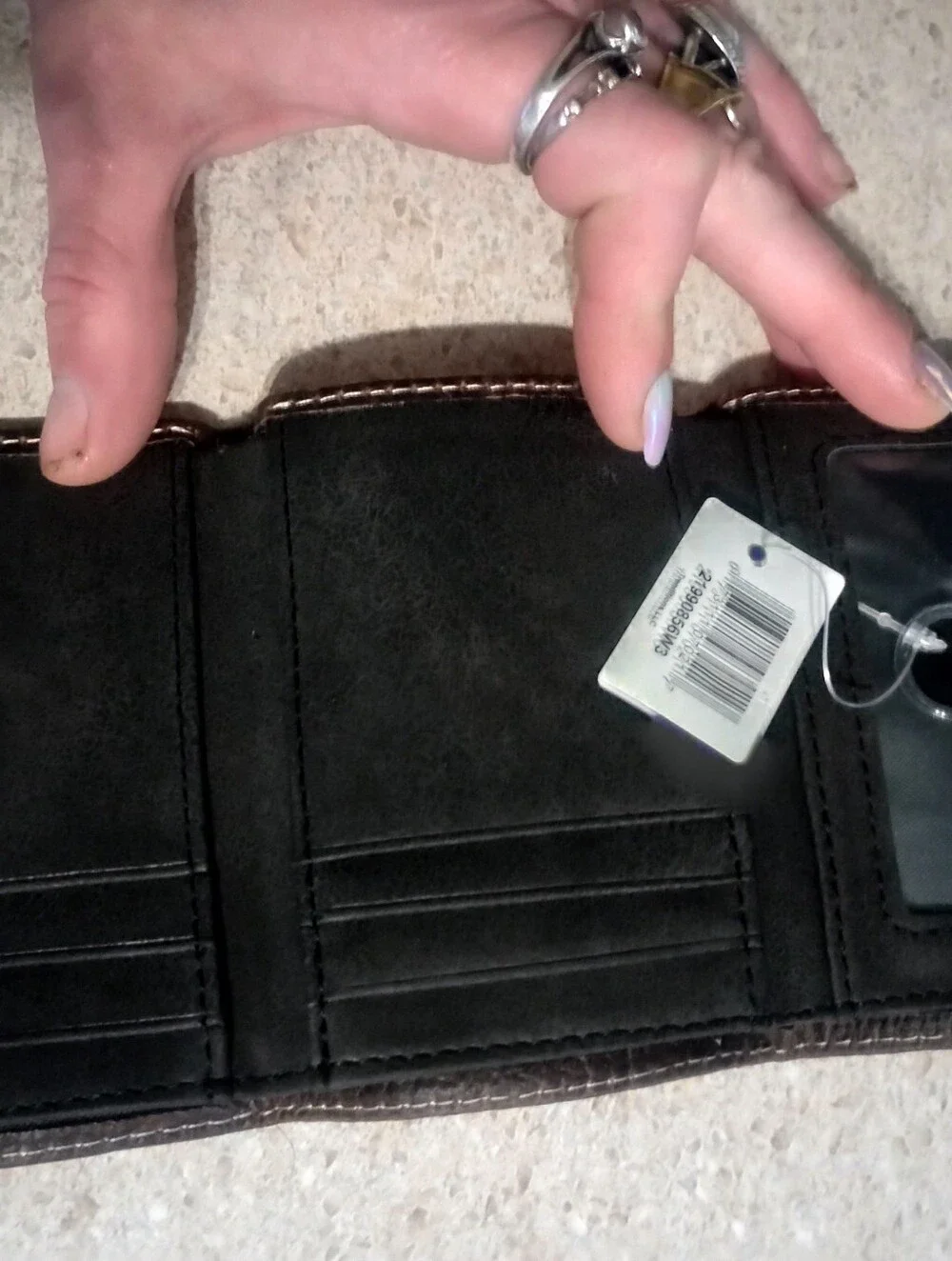 Justin Boots Brown Leather Bi-Fold Wallet with White Stitching